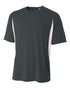 A4 Cooling Performance Color Blocked Short Sleeve Crew, Sizes 2XL-4XL (N3181), Color 'Graphite/White'